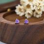 Natural Purple Amethyst Stud Earrings, thumbnail 3 of 10