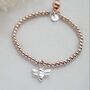 Ss And Rg Ball Slider Bracelet, Silver Honey Bee, thumbnail 1 of 6