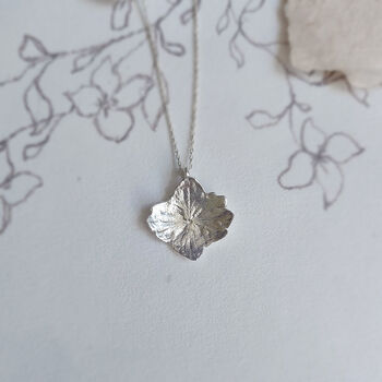 Hydrangea Pressed Flower Necklace Sterling Silver, 8 of 10