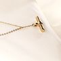 Texture Patterned T Bar 18 K Gold Y Drop Necklace, thumbnail 2 of 6