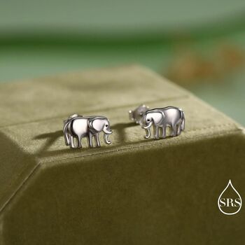 Cute Elephant Stud Earrings In Sterling Silver, 2 of 11