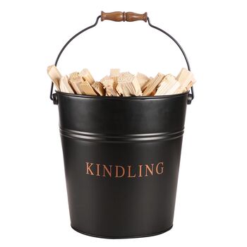 Vintage Style Black And Copper Kindling Bucket, 2 of 6