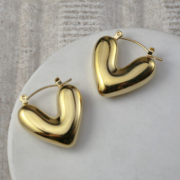 Gold Heart Hoop Earrings, 2 of 4