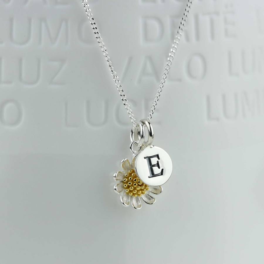 Personalised Silver And Gold Daisy Necklace By Nest
