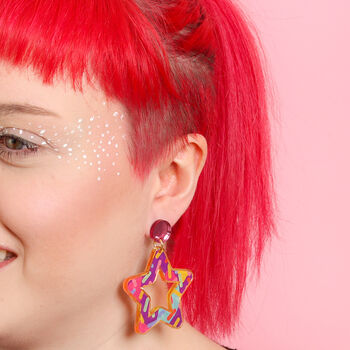 Colourful Acrylic Star Earrings, 3 of 9