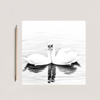 Swans Together Hand Drawn Greeting Card, 2 of 7