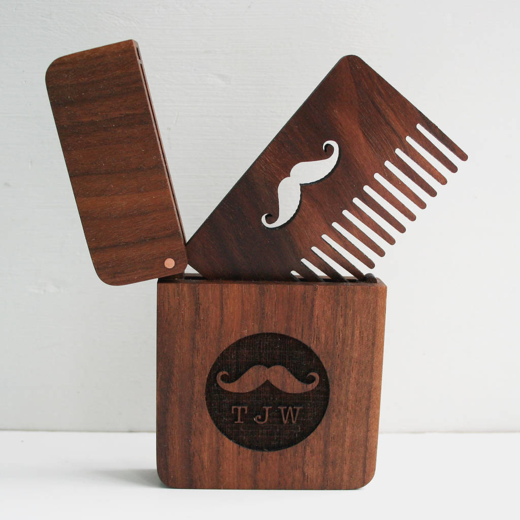 Solid Walnut And Copper Beard Moustache Comb And Box, 1 of 8