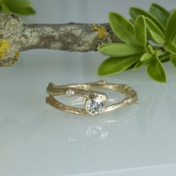 Moissanite And Gold Twig Engagement Ring, 9 of 12