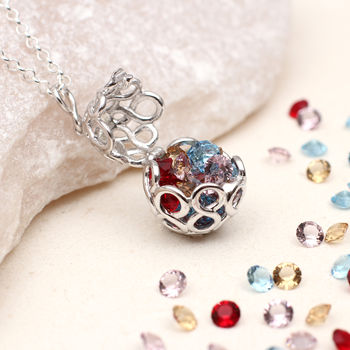 Sterling Silver Birthstone Infinity Cage Necklace, 2 of 10