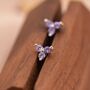 Tiny Amethyst Purple Trio Stud Earrings Sterling Silver, thumbnail 4 of 12