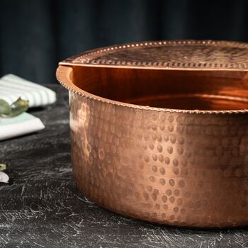 Unlacquered Solid Copper Pedicure Bowl With Footrest, 350 Mm Diameter, 4 of 5