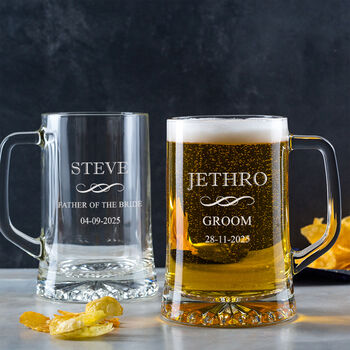 Personalised Engraved Wedding Beer Tankard For Grooms Party, 3 of 5