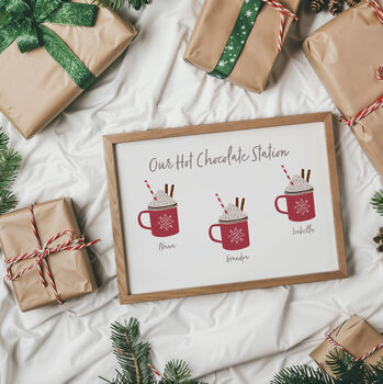 Personalised Christmas Hot Chocolate Station Kitchen Print, 3 of 3