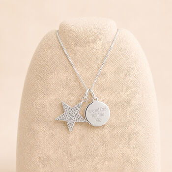 Personalised Sterling Silver Pavé Star Pendant Necklace, 4 of 10