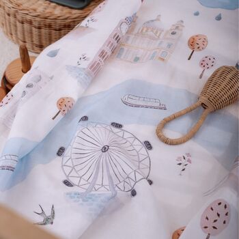 Muslin Swaddle Blanket London Map Baby Shower Gift, 4 of 12
