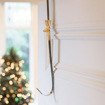 Silver And Gold Stag Over Door Wreath Hanger, 4 of 4