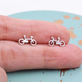 Little Bike Stud Earrings In Sterling Silver, 3 of 10