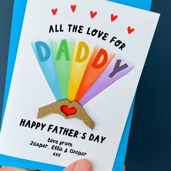 All The Love For Daddy Rainbow Card With 3D Heart Hands, 3 of 5