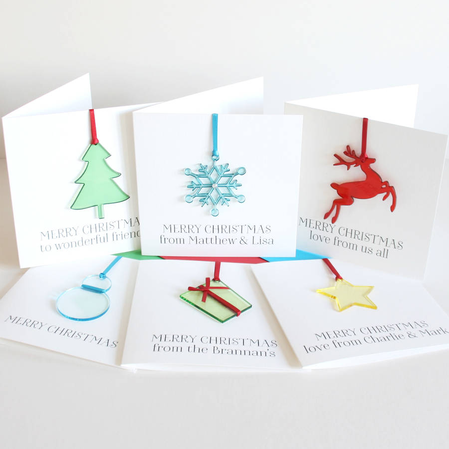 Pack Of Personalised Christmas Decoration Cards By The Cornish Card