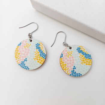 Mosaic Wooden Drop Earrings, 4 of 8