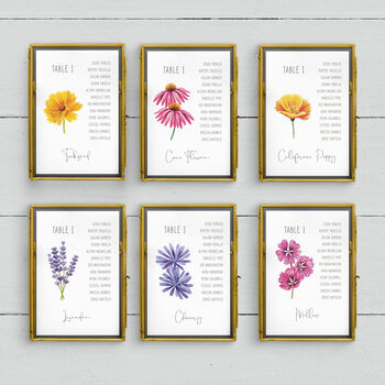 Colourful Flowers Table Plan Cards, 4 of 5