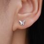 Sterling Silver Butterfly 16 G Flat Back Labret Earrings, thumbnail 8 of 12