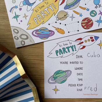 Space Themed Party Invitations To Colour In, 2 of 4