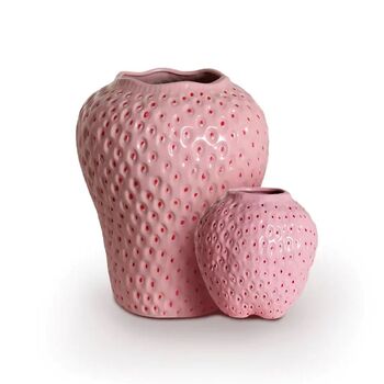 Pink Or Red Strawberry Ceramic Vase Homeware Gift, 2 of 6