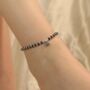 925 Silver Black Bead Butterfly Adjustable Anklet, thumbnail 1 of 9