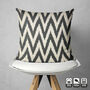 Black Zig Zag Hand Woven Ikat Cushion Cover, thumbnail 5 of 8