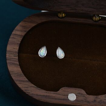 Tiny Opal Droplet Stud Earrings In Sterling Silver, 3 of 11