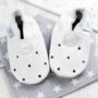 Dotty Fish White Stars Soft Leather Baby Shoes With Barefoot Soles, thumbnail 2 of 8