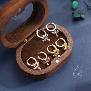 Phoenix Huggie Hoop Earrings In Sterling Silver, 2 of 10