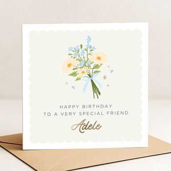 Personalised Birthday Card For Friend With Flowers, 2 of 7