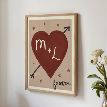 Personalised Forever Heart Couple's Initials Print, 2 of 11