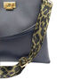 Navy Leather Tote Bag With Olive Green Cheetah Strap, thumbnail 2 of 8