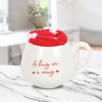 Valentines Gift Set Hug In A Mug And Heart Socks, 6 of 8