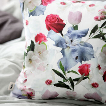Crabapple And Iris Garden Cushion Cover Pink, 3 of 7