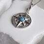 Compass With Zircon And Turquoise Pendant, thumbnail 7 of 7