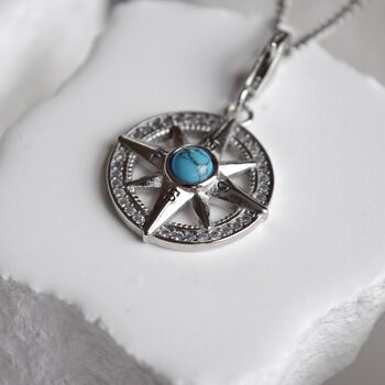 Compass With Zircon And Turquoise Pendant, 7 of 7