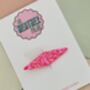 Neon Pink Glitter Resin Hair Clip / Festival Fashion Barrette / Bright Hot Pink Shimmer Slide / Y2 K Rave Aesthetic Hair Accessory, thumbnail 4 of 4