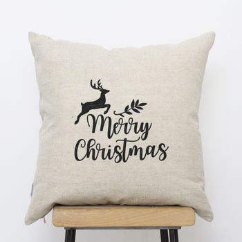 Merry Christmas Embroidered Cushion, 2 of 3