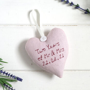 Personalised Hanging Heart Gift For 2nd Or Any Anniversary, 2 of 12