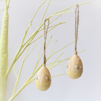 Set Of Two Wooden Hanging Easter Eggs With Painted Bees, 2 of 3