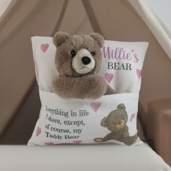 Personalised Childs Cushion With Teddy Bear, 3 of 9