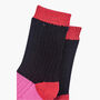 Glitter Mid Calf Ribbed Cotton Boot Socks Colour Block Black Pink, thumbnail 4 of 4