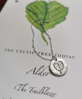 Tree Zodiac Necklace, Leaf Amulet, 8 of 12