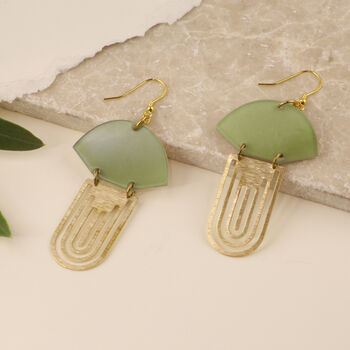 Personalised Art Deco Acrylic And Brass Earrings, 6 of 11