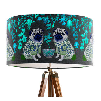 Chinoiserie Pug Lampshade On Charcoal, 2 of 5