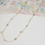 Dainty Peridot Zircon Pearl Chain Necklace, thumbnail 2 of 12